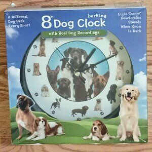 COPY~ Mark Feldstein's Barking Dog Sounds 8-inch Clock, Black, 12 Popular Breeds